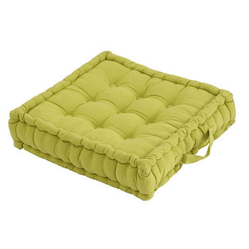 Détails : www.fly.ch COUSSIN DE SOL 50X50X13 VERT PR, COUSSIN DE SOL 50X50CM, COUSSIN DE SOL 40X40CM RAYE, MAT.JAPON 60X180 CHOC